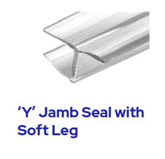 C.R. Laurence Polycarbonate Y-Jamb 180-Degree Seal with Soft Leg for 12mm Glass