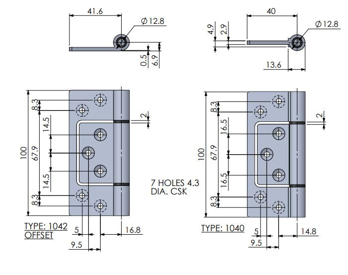 ALUFAB Reflex Hinges 100mm - Black