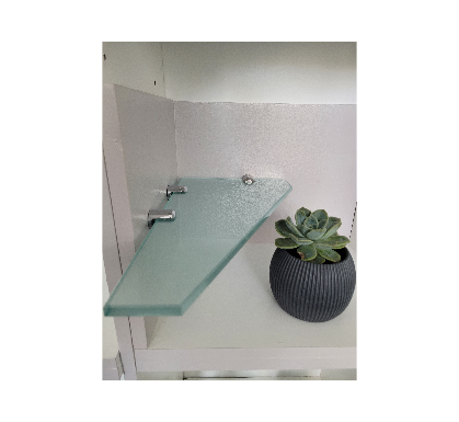 Glass Shelf Triangular - Toughened Glass Sandblasted 350x200x50 10mm Glass