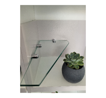 Glass Shelf Triangular - Toughened Glass Clear 350x200x50 8mm Glass