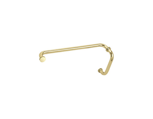 CRL 8" Pull Handle and 18" Towel Bar BM Series Combination with Metal Washers - Polished Brass