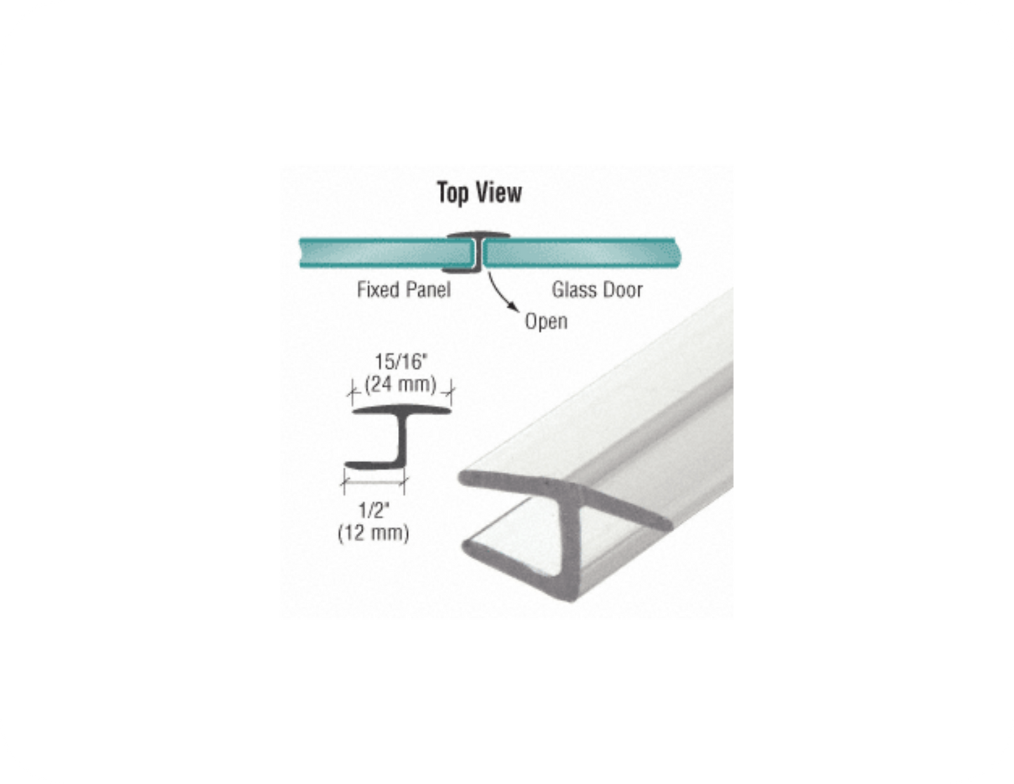 CRL Polycarbonate H-Jamb 180 Degree for 12mm Glass