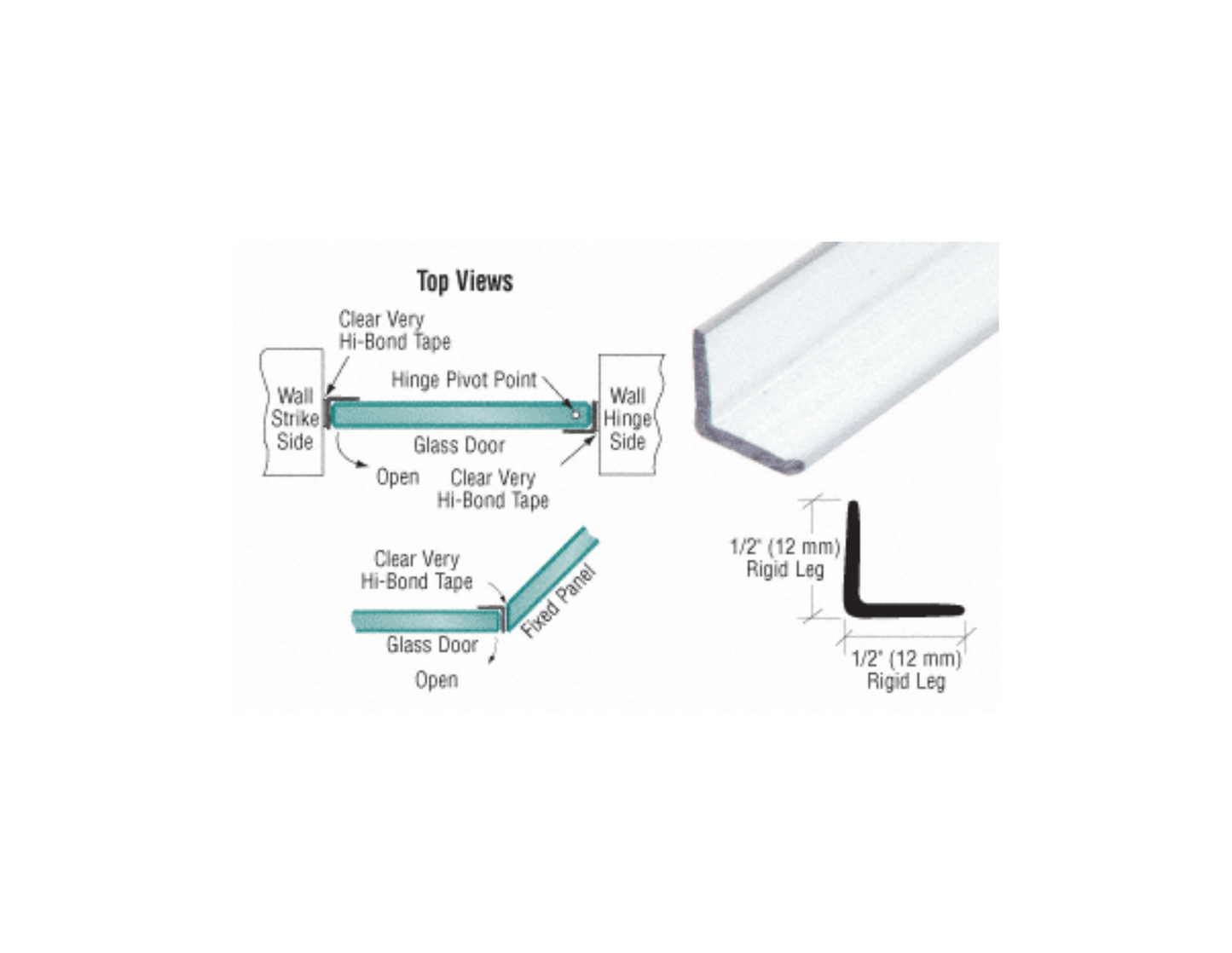 CRL Multi-Purpose Clear 'L' Angle Jamb Seal for 6mm to 12mm Glass