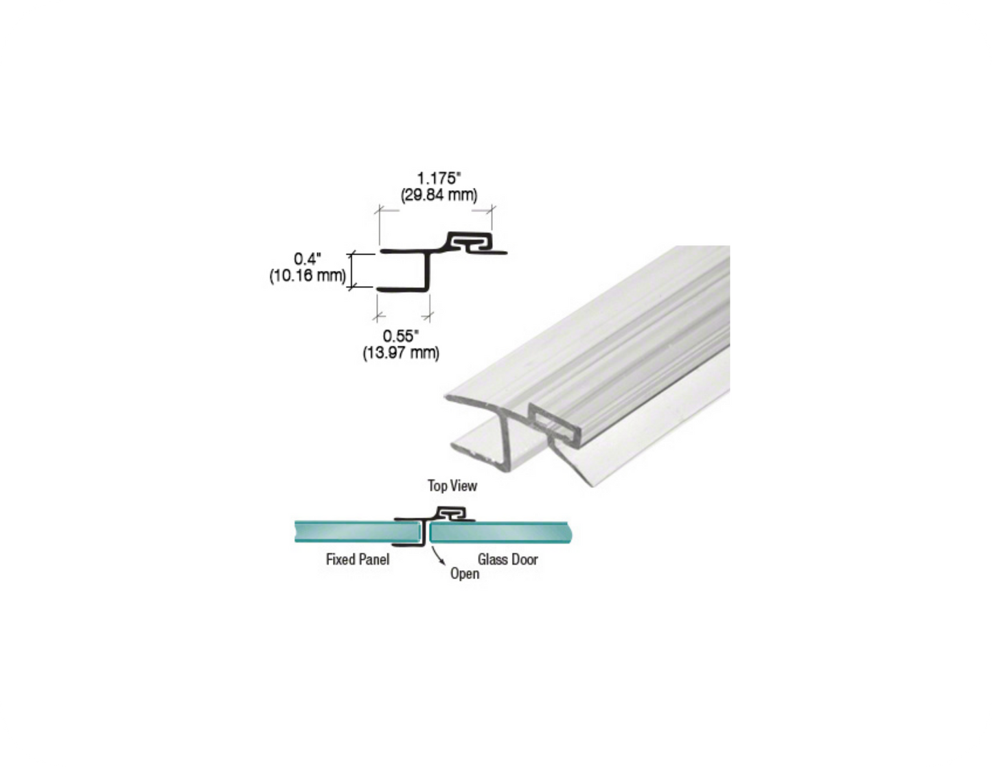 CRL Polycarbonate Strike and Door H-Jamb with Vinyl Insert 180 Degree for 10mm Glass