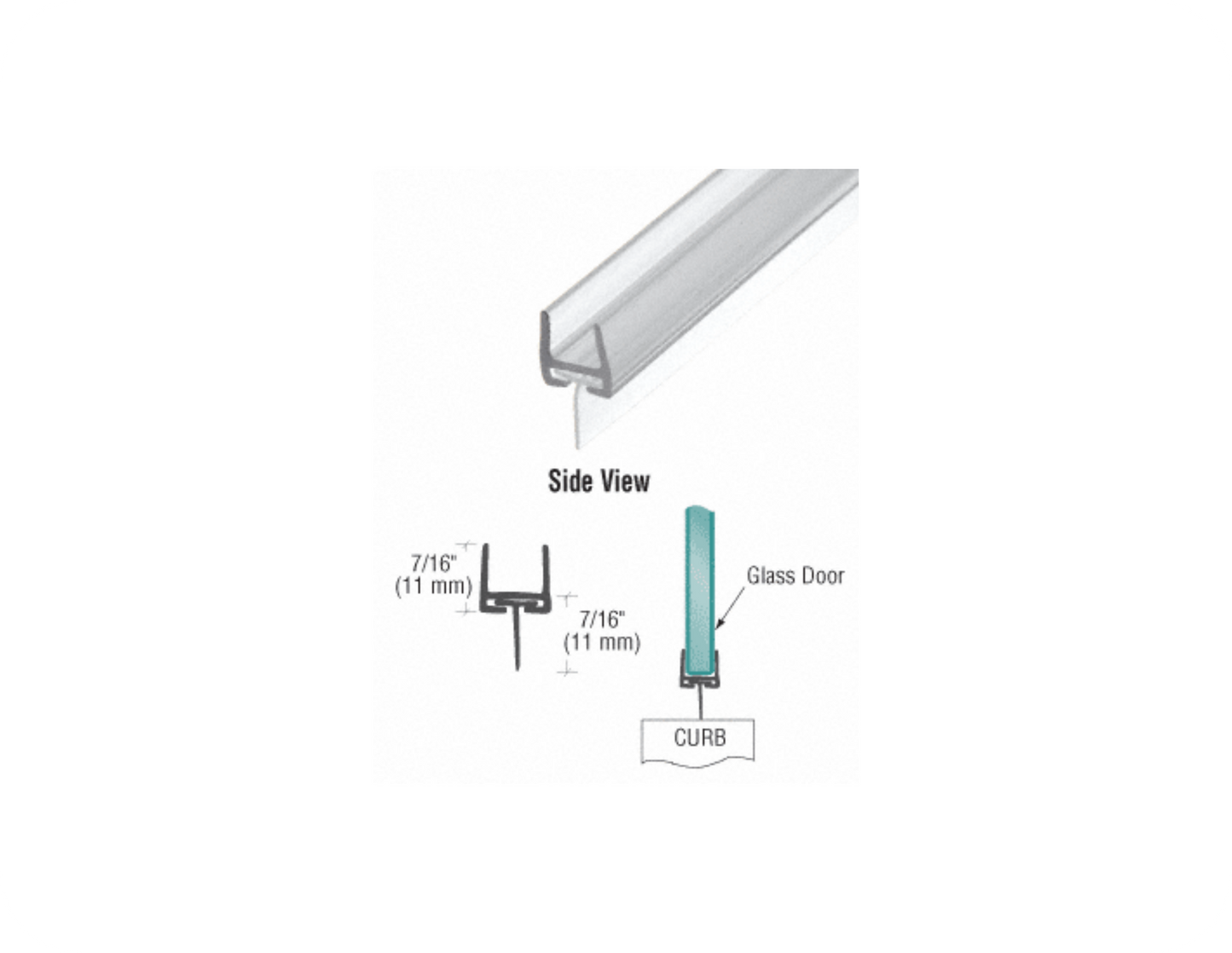 CRL Polycarbonate Bottom Rail with Wipe for 10mm Glass