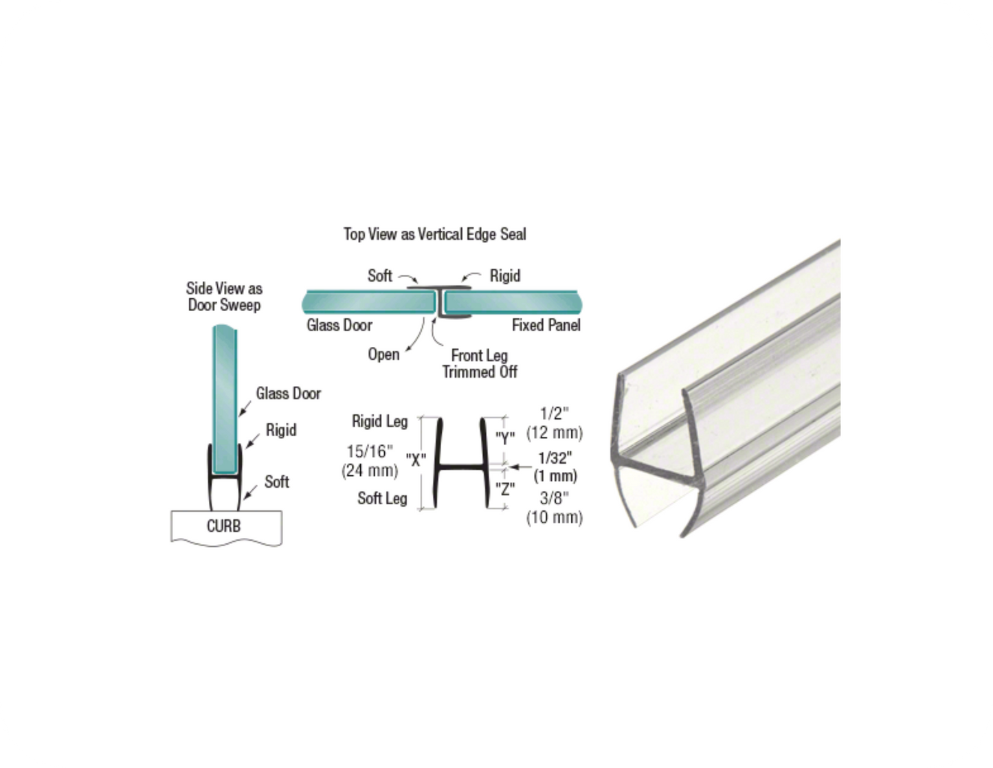 CRL H-Shape Wipe and Seal for 12mm Glass