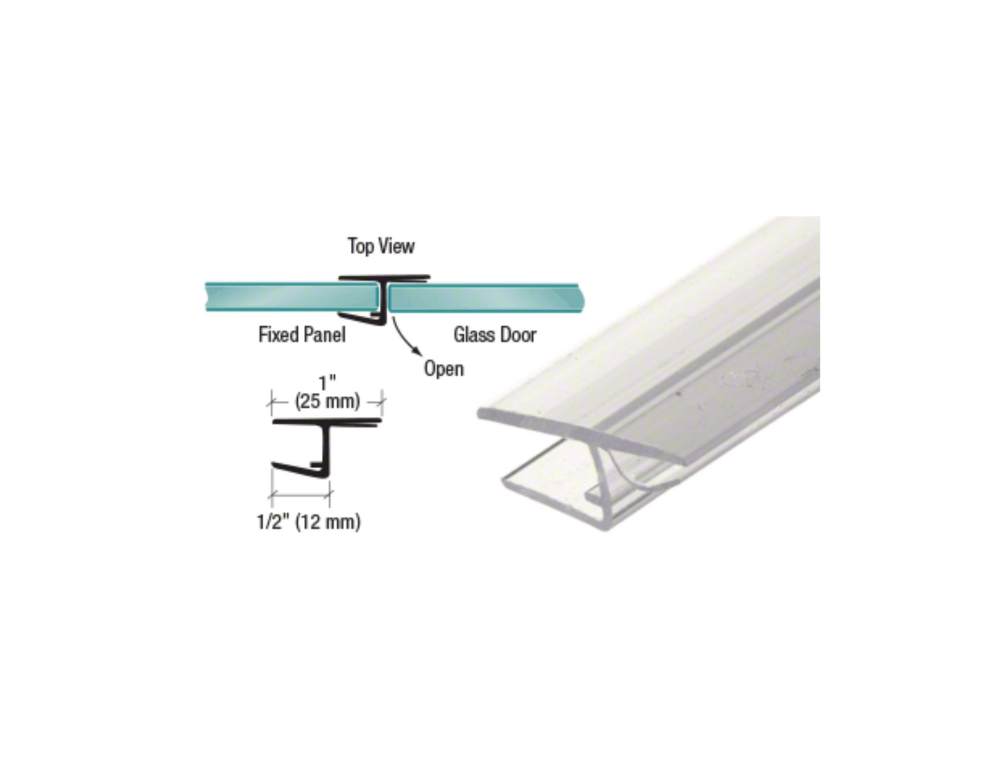 C.R. Laurence - Polycarbonate H-Inline Panel Seal With Vinyl For 180 Degree