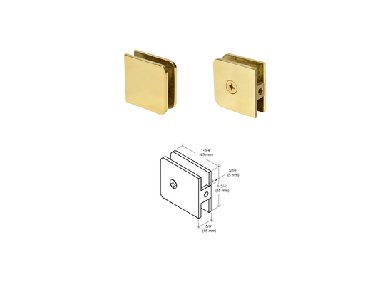 CRL Traditional Style Fixed Panel U-Clamp - Polished Brass